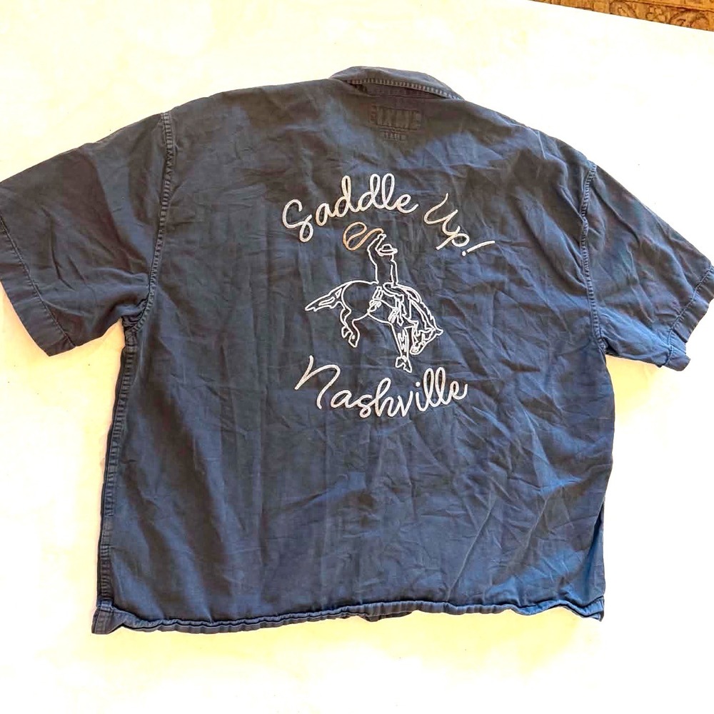 Abercrombie & Fitch Nashville Saddle Up Cropped Work Shirt Gray XXL